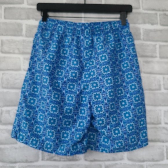 Nicole Miller New York Swim Trunks Men SZ S Liner Blue Graphic Print NWT $50 - Picture 2 of 10